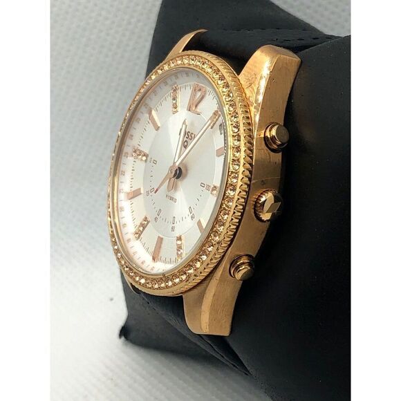 Fossil Q FTW5016 Womens Black Leather Analog White Dial Hybrid Smart Watch HK143 - Picture 2 of 9